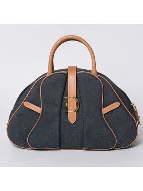 Dior Denim Fabric Handbag Navy Blue